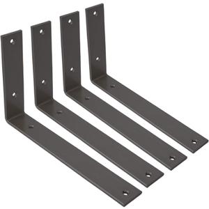 Shelf Brackets 10 Inch L Brackets Heavy Duty Frosted Black Wall Brackets for Shelves Rustic Industrial Metal Wall Hanging Bracket for DIY Opening Shelves Screws Included