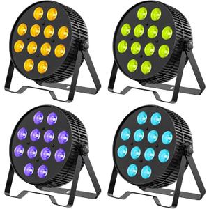 Betopper LED Stage Lights, 12X18W DJ Par Light, RGB+Lime+Amber+UV 6-in-1 Wash/Strobe Effect Stage Lighting, DMX512/Sound Activated Uplighting Lights for DJ, Parties, Concerts, Bars, 4-Pack