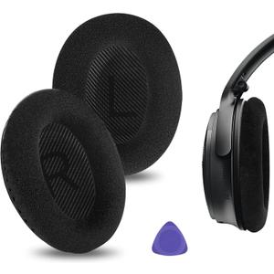 Geekria Comfort Velour Ear Pads for Bose New QuietComfort, QC 45/ 35II/ 35IIGaming/ 35/25/ 15/ SE, AE 2/2i/2w, SoundTrue, SoundLink AE2 Headphones, Ear Cushions with Video Guide (Black)