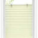 LazBlinds Tool-Free Cordless Pleated Shades with Suction Cups Light Filtering Top Down Bottom Up Pleated Blinds for Window Size 35" W x 64" H, Cream