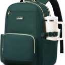 LOVEVOOK Laptop Backpack for Women with Pouch Pocket for Large Capacity Cup,17 Inch Laptop Computer Bag Travel Backpack Purse,Waterproof Work Business Backpack College Teacher Bags,Dark Green