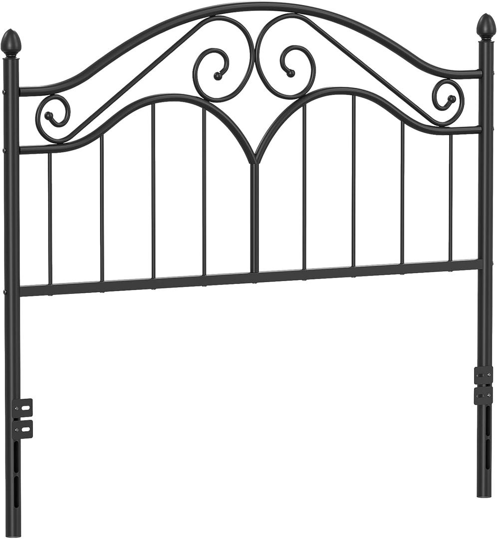 Elephance Headboard for Full Size Bed Frame, Vintage Platform Bed Metal Headboard Only, Height Adjustable, Sturdy and Stable, Full Size, Easy Assembly, Black
