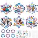 24 PCS Winter Picture Frame Ornaments Paper Christmas DIY Photo Frame Craft Set Hanging Decorations For Christmas Tree Decor (Snowflake)