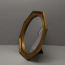 Vintage Wall Mirror, Black Octagon Framed Mirror with Oval Center, Gothic Wall Decor for Bathroom Living Room Hallway Entryway Vanity, 13.5 x 16.5 Inch