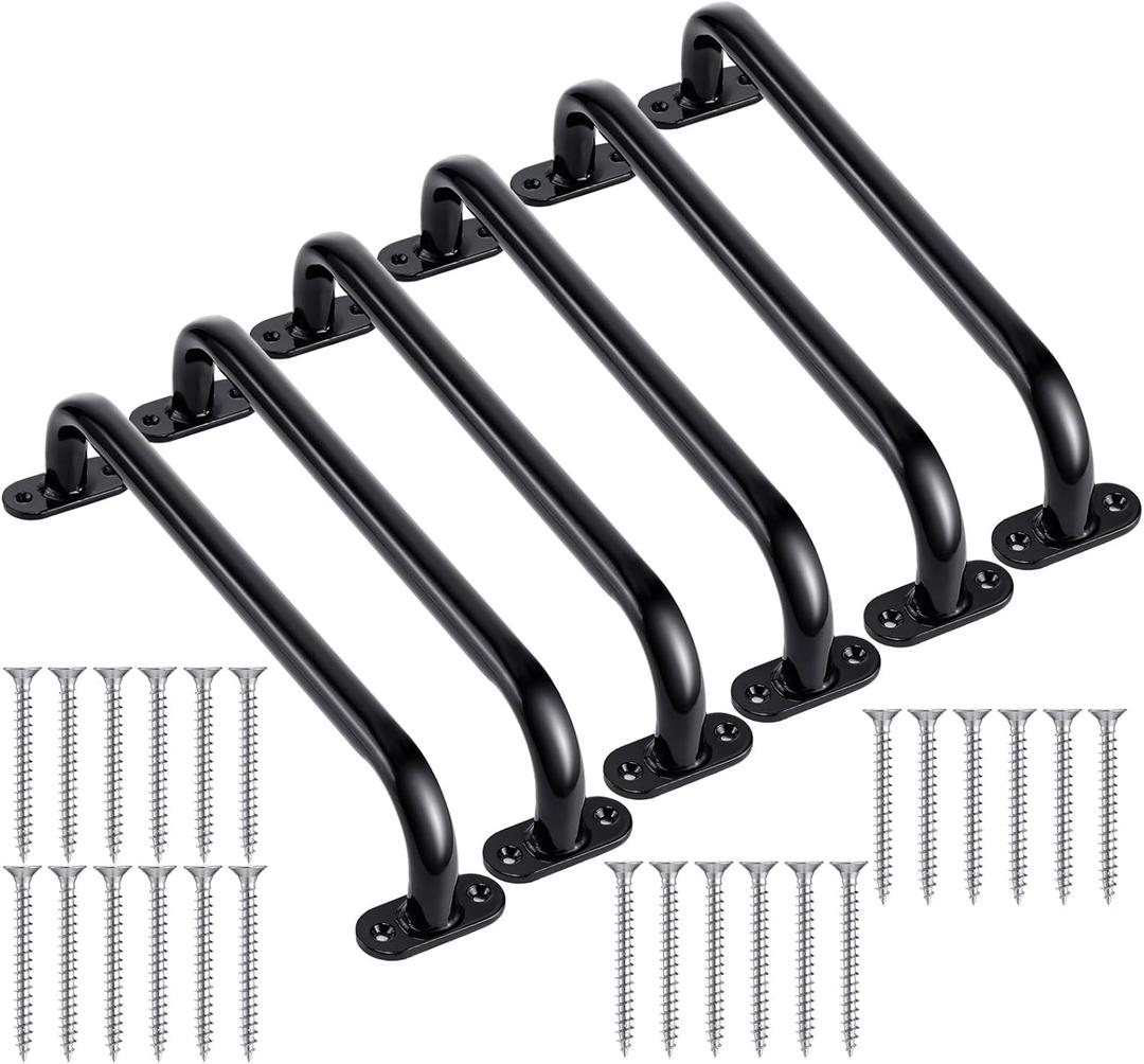 Zonon 6 Pcs Safety Playground Handles Swing Set Metal Monkey Bars Indoor Outdoor Swing Set Accessories Grab Playset Handles Grips Climbing Frame for Play House Jungle (17 Inch,Black)