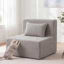 FILUXE Convertible Folding Sofa Bed-Sleeper Chair with Pillow, Modern Linen Fabric Floor Futon Couch, Foldable Mattress for Living Room/Guest Use/Apartment,Single,Dark Gray+ Gray Cover