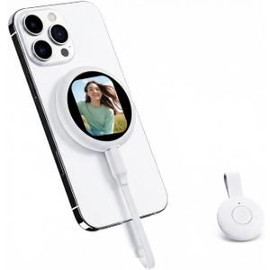 Selfie Monitor Screen for iPhone, Back Camera Preview with Remote, Plug and Play, No App Required, Magnetic Vlog Selfie Monitor Screen, 60FPS AMOLED Display for Live Stream TikTok YouTube - Off White