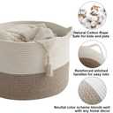 Large Woven Blanket Basket,65L Cotton Rope Laundry Basket Hamper with Handles, Decorative Nursery Basket Storage Bin for Toys, Clothes Organizer, Living Room, Bedroom, Bathroom, White & Brown