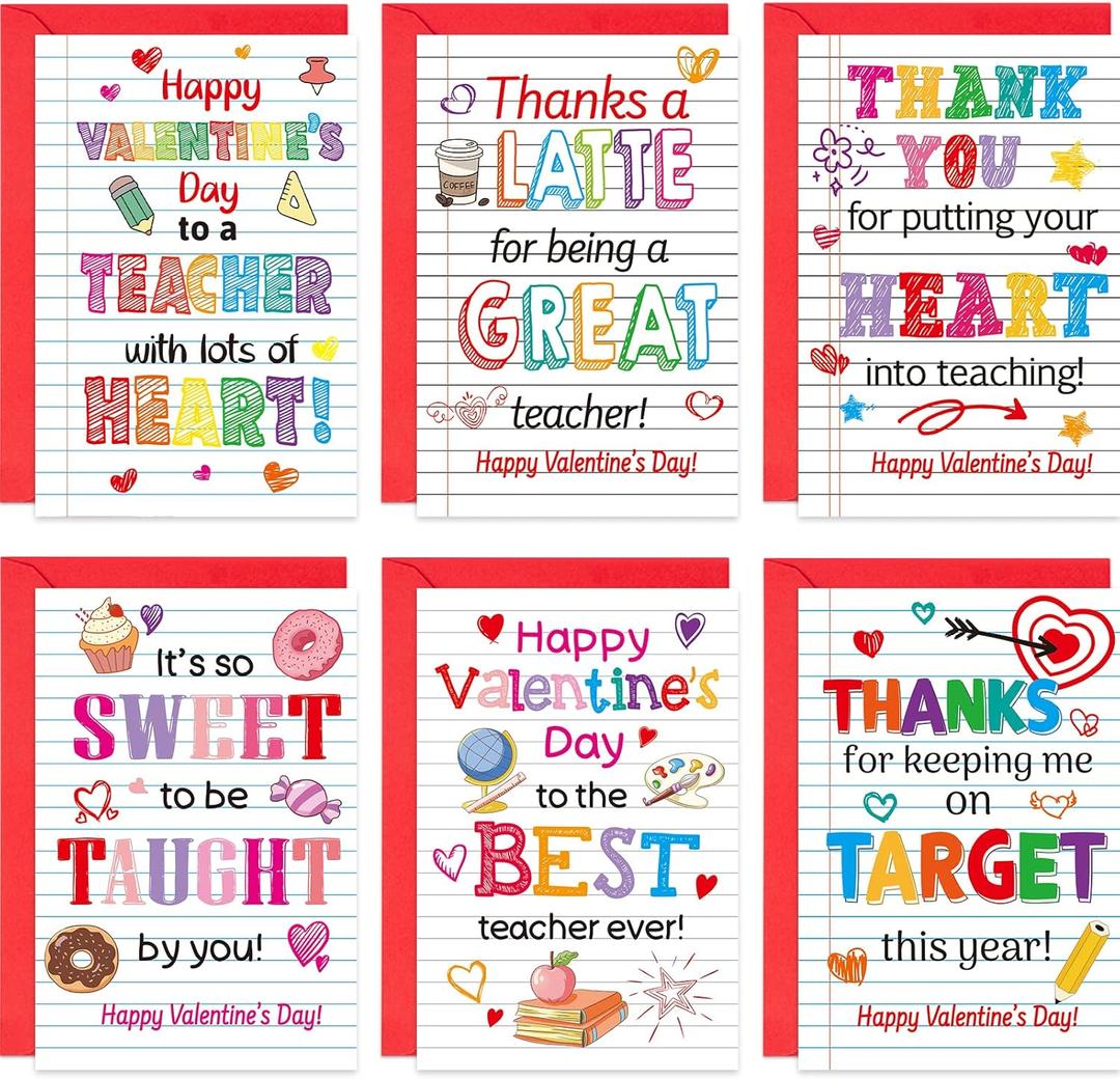 ceiba tree Valentine's Day Cards for Teachers Colorful Happy Valentine's Day Greeting Cards with Red Envelopes for Teachers from Students Thank You Appreciation Gifts