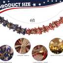 4th of July Decorations Patriotic Garland with Lights, Red White and Blue Burlap Garland with American Flag Ribbon, Vintage Farmhouse Mantel Fireplace Decor for Independence Day Memorial Day