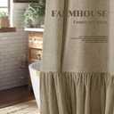 Farmhouse Shower Curtain with Ruffle Hem Linen Flax Khaki Shower Curtains for Bathroom Country Vintage Rustic Natural Fabric, 72" W x 72" L