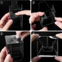 Mauproy 2x2x2 Inches Clear Favor Boxes, 100 Pack Small Plastic Gift Boxes with Ribbons for Macaroons Treats Candies Wedding Baby Shower Birthday Mother's Day Party Favors