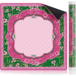 Mahjong Mat for Table, American Mahjong Mat with Rules, 3MM Non-Slip Rubber Noise Reduction Mah Jong Mats, 32.7x32.7in Rolled No Creases Waterproof Table Cloth for Mah Jong & Card Games