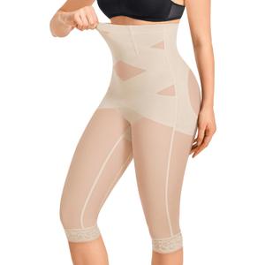 Gotoly Shapewear Tummy Control High Waisted Butt Lifting Shapewear Body Shaper Capri Shapewear Shorts Thigh Slimmer (Medium, Beige)