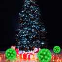 Christmas Lighted Ball 5.5" Outdoor Hanging Sphere Lights Orb 50 LED Green Starlight Sphere for Tree, Porch, Gazebo, Bedroom Decorations