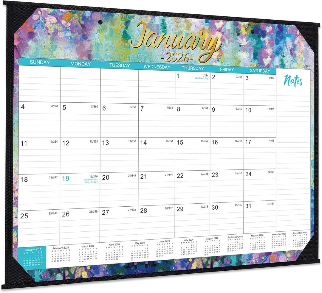 2026 Desk Calendar - Large Desk Calendar 2026, Jan.2026 - Dec.2026, 22" x 17", 2026 Calendar with Corner Protectors + Large Ruled Blocks, Desk Pad, To-Do List & Notes