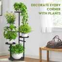 TOSKING 5-Tier Tall Plant Stand Indoor & Outdoor, Anti-Tip Round Base for Pots, Child and Pet Friendly, Heavy Duty Corner Shelf for Multiple Plants, Space-Saving Design for Living Room Balcony Garden (Black, 38in)