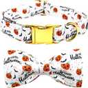 Halloween Dog Collar, Pet Collar Bow Pumpkin Pet Collar Girl Boy Holiday Collars Gift Bow Cute Soft Puppy Collars for Medium Dogs (Medium (Pack of 1))