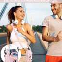 dabria Initial A-Z Water Bottle Bag with Phone Pocket for Stanley 40 oz Tumbler Neoprene Water Bottle Holder Pouch with Adjustable Strap Bollus with Straw Cover & Carabiner for Stanley Cup Accessories (Pink)