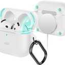 ESR for AirPods 4 Case (HaloLock), Compatible with AirPods 4th Generation Case (2024) (USB-C), Compatible with MagSafe, Full Drop Protection Cover with Carabiner, Magnetic Lid Lock, White