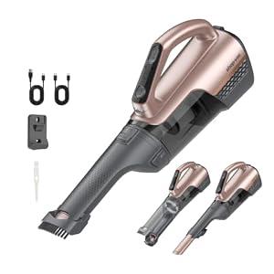 Shop-Vac S4 20V Handheld Vacuum Cordless with Brushless Motor, Rotatable Nozzle, Dual-Speed Powerful 16000 Pa Suction Portable Vacuum for Home & Pet Hair, Wall-Mounted, LED Light, Champagne Gold