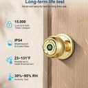 Fingerprint Door Lock, Smart Fingerprint Door Knob with Lock, Biometric Door knob with App Control & Key, Keyless Entry Door Locks for Bedrooms, Front Door, Home, Apartment Office-Polished Brass