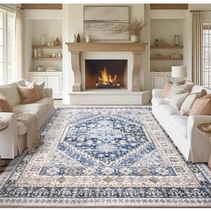 zesthome 9x12 Area Rugs,Stain Resistant Washable Rug,Ultra-Thin Rugs for Living Room,Bedroom,Non-Slip Backing Home Decor Large Area Rug (Blue/Beige,9'x12') zesthome 9x12 Area Rugs,Stain Resistant Washable Rug,Ultra-Thin Rugs for Living Room,Bedroom,Non-Slip Backing Home Decor Large Area Rug (Blue/Beige,9'x12')