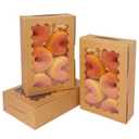 qiqee 9x6x2.5 Inch Brown Cookie Box with Window 15Pcs Pastry Macaron Bakery Box For Packaging