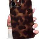 Cute Phone Case for iPhone 12 Case Amber Leopard Full Camera Protective Slim Shockproof Aesthetic Phone Case-Brown Amber