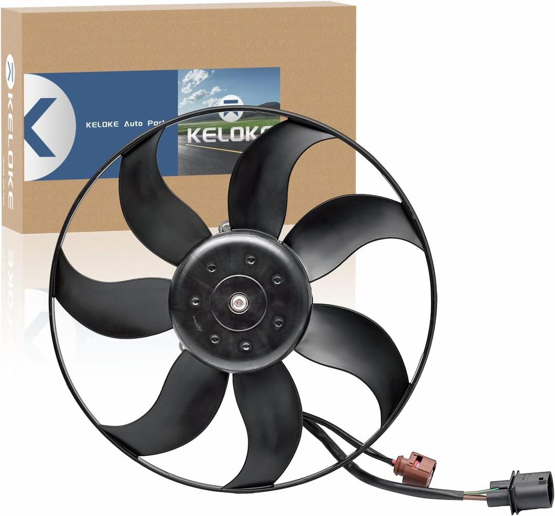 KELOKE Engine Radiator Cooling Fan Assembly Compatible with Volkswagen Jetta, Passat, Golf, Tiguan, Tiguan Limited, Beetle, CC, Eos, GTI & Audi A3, A3 Quattro, TT Quattro, Left, Replace# 1K0959455CQ