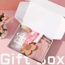 5 Pcs Birthday Gift Sets for Women Including Glass Cup, Floral Coaster, Socks, Pink Hair Tie & Card Birthday Themed Gifts for Her, Wife, Mom, Friend & Coworkers(December)