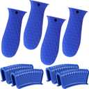 Patelai 8 Pcs Silicone Pot Holders Set Cast Iron Handle Cover Heat Resistant Pot Handle Covers Potholder Non Slip Reusable Pan Sleeve for Frying Pan Kitchen Supplies(Blue)