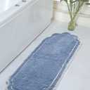 Home Weavers Allure Collection 100% Cotton Tufted Bathroom Rug, Soft and Absorbent Bath Rugs, Non-Slip Bath Carpet, Machine Wash Dry Bath Mats for Bathroom Floor, 21"x54" Runner, Blue