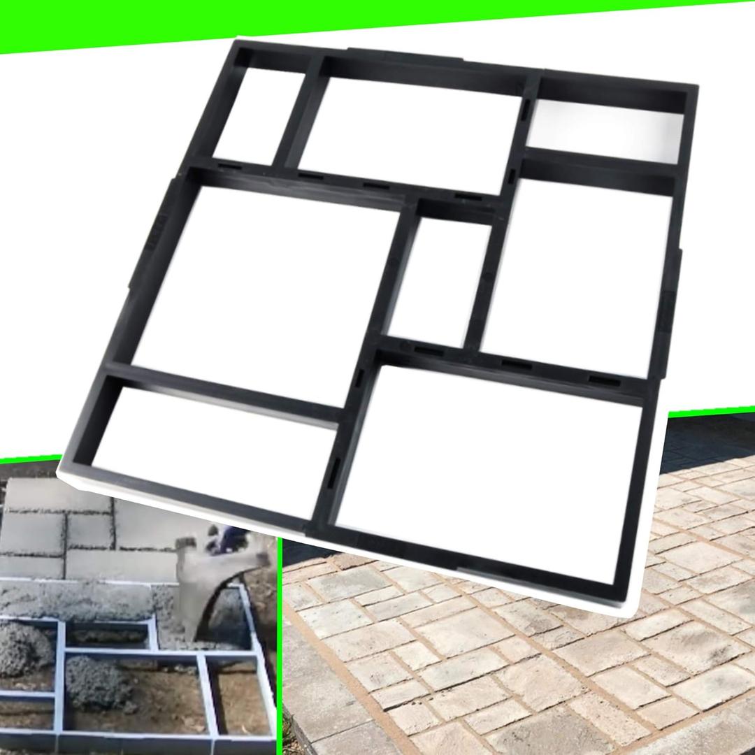 CJGQ 20"x20"x1.8" Plus Size Walk Maker Reusable Concrete Path Maker Molds Stepping Stone Paver Lawn Patio Yard Garden DIY Walkway Pavement Paving Moulds (8-Grid) (1PACK)
