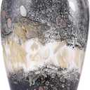 Hand Blown Smoke Glass Vase, Black Amber Vases Home Decor, Vintage Gray Glass Vase, Round Bubble Art for Flowers, Farmhouse Vases for Table Decor and Modern Home Unique Abstract Design (S)