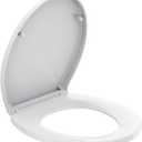 R&T Toilet Seat Round B1099, Heavy-Duty up to 440 lbs, Slow Close, Non Slip and Easy to Keep Clean, Easy to Install, White Premium PP Material