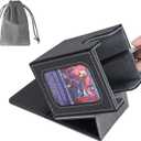 AFIING MTG Deck Box for Commander Display, Card Deck Box Fits 100 Double Sleeved Cards, Magic Commander TCG Card Storage Box with 2 Dividers, Drawstring Bag and 1 Toploader (Black/grey)