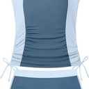 NAPU Girls Swimsuit Two Piece Tankini Swimsuits with Boyshort Ruched Bathing Suit Color Block Teen Girls' Swimwear  (13-14 Years, Blue)