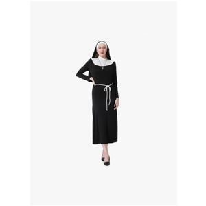 LMYOVE Adult Nun Costume Traditional Professional Nun Dress Halloween Dress Up Set , Size M