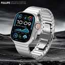 FULLIFE Stainless Steel Band Compatible with Apple Watch Ultra 3/2/1 Band 49mm for Men, Durable Metal Strap for Apple Watch Series 11/10 46mm, 9/8/7 45mm, SE3/6/5/4 44mm, 3/2/1 42mm (Silver)
