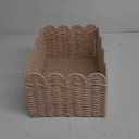 Basket Home Storage Bin Decorative Sundries Organizer Imitation Rattan Basket for Bedroom Home Food Clothes, 14*10*7In