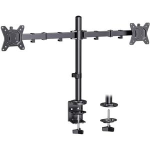 ErGear Dual Monitor Desk Mount for 13″–34″ Monitors up to 26.5 lbs, Fully Adjustable Monitor Stand Holds 2 Computer Screens, Heavy-Duty Dual Monitor Arm with C-Clamp & Grommet Base, Black, EGCM13B