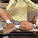 Women's Cable Knit Fall Sweaters 2025 Long Sleeve Crewneck Sweaters Jumper Tops Old Money Clothes (Yellow, S)