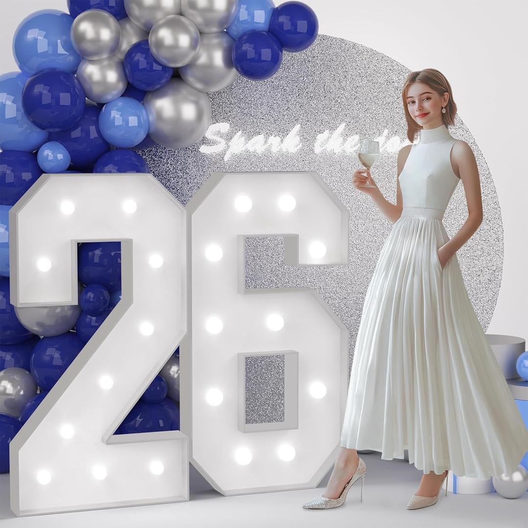 4FT 26 Marquee Numbers, Large Light Up Numbers 26 for 26th Birthday Decorations
