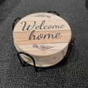 Coasters for Drinks Absorbent with Holder, 8 Pcs Ceramic Rustic Farmhouse Drink Coasters for Coffee Table Tabletop Protection, Housewarming Gift New Home Decor