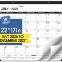 Desk Calendar 2026-2027,July 2026 to December 2027,Desk calendar 2026-2027 Large 22x17, Classroom Calendar 2027 with PVC Cover,Round Holes& NOTES List (Black),18 Months Calender 2027, JUL-2025-1PCS