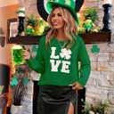 MARZXIN Women 2026 Casual Holiday Love Sweaters Round Neck XOXO Sweater St Patrick Tops Merry Christmas Heart Sweatshirt (Green, S)