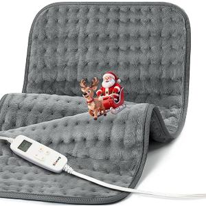 Heating Pad for Back Pain Relief, 33'' x 17'' XXXL Electric Heating Pad for Neck and Shoulder Cramps with 6 InstaHeat Settings, Auto Off, Moist Dry Heat Therapy, Machine Washable (Light Gray)