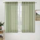MIULEE Sage Green Short Linen Curtains 45 Inch Length 2 Panels for Kitchen Bedroom Bathroom, Soft Thick Linen Textured Basement Window Drapes Semi Sheer Light Filtering Back Tab Burlap Look Decor, 52"W x 45"L