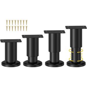 Wlrrcwdttc 4 Pcs Metal Adjustable Furniture Legs 3.15-4.72 inch, Adjustable Cabinet Legs for Sofa/Bed/Chair/Couch/Dresser/Table, Heavy Duty Bed Replacement Support Legs for Bed Frame/Bed Center Slat